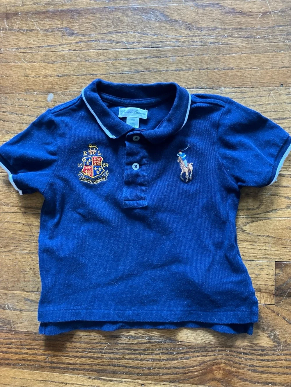 Toddler Polo Shirt with Crest Embroidery - Navy Baby Boys Ralph Lauren Navy Blue
